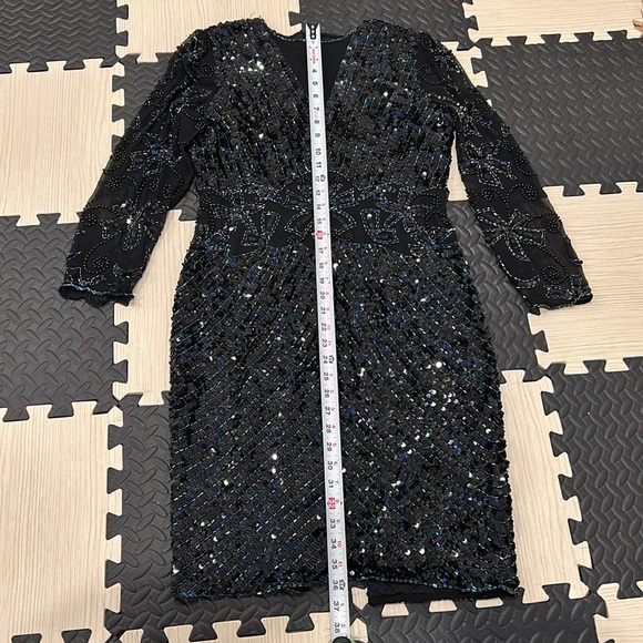 beaded and sequence black dress with lots of detailing - Picture 3 of 15